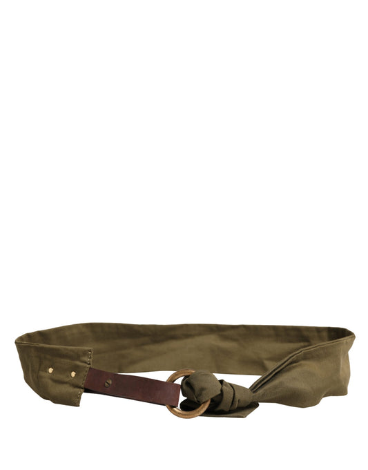 Army Green Cotton Round Buckle Waist Belt